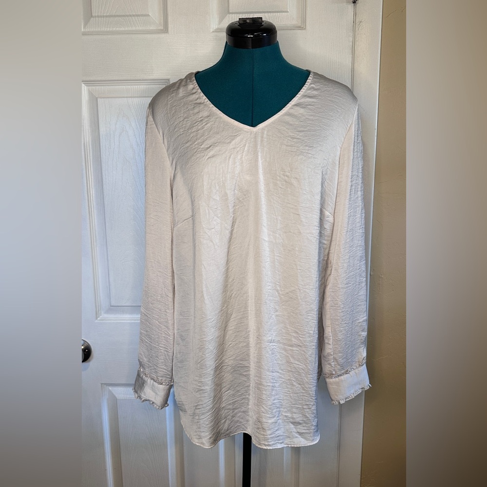 CAbi Cream V-Neck Blouse